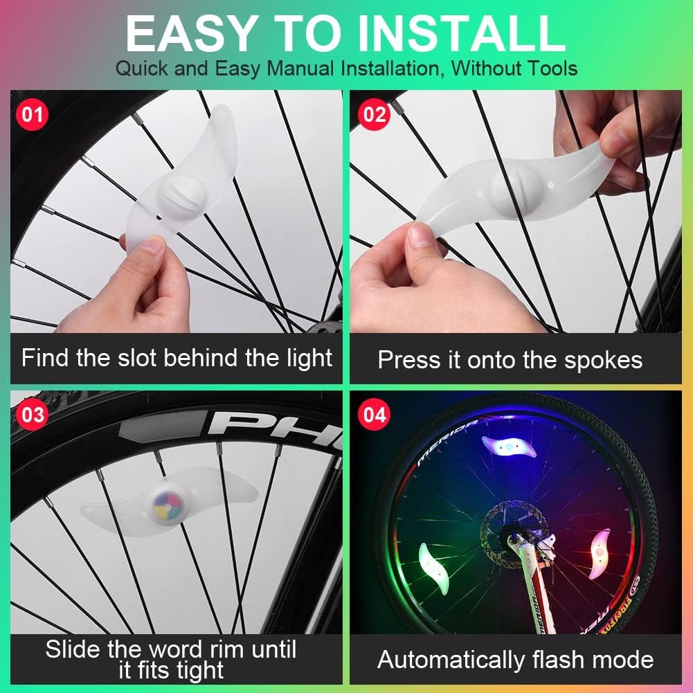 flintronic Feux de Roue de Vélo, Bike LED Roue Lumières